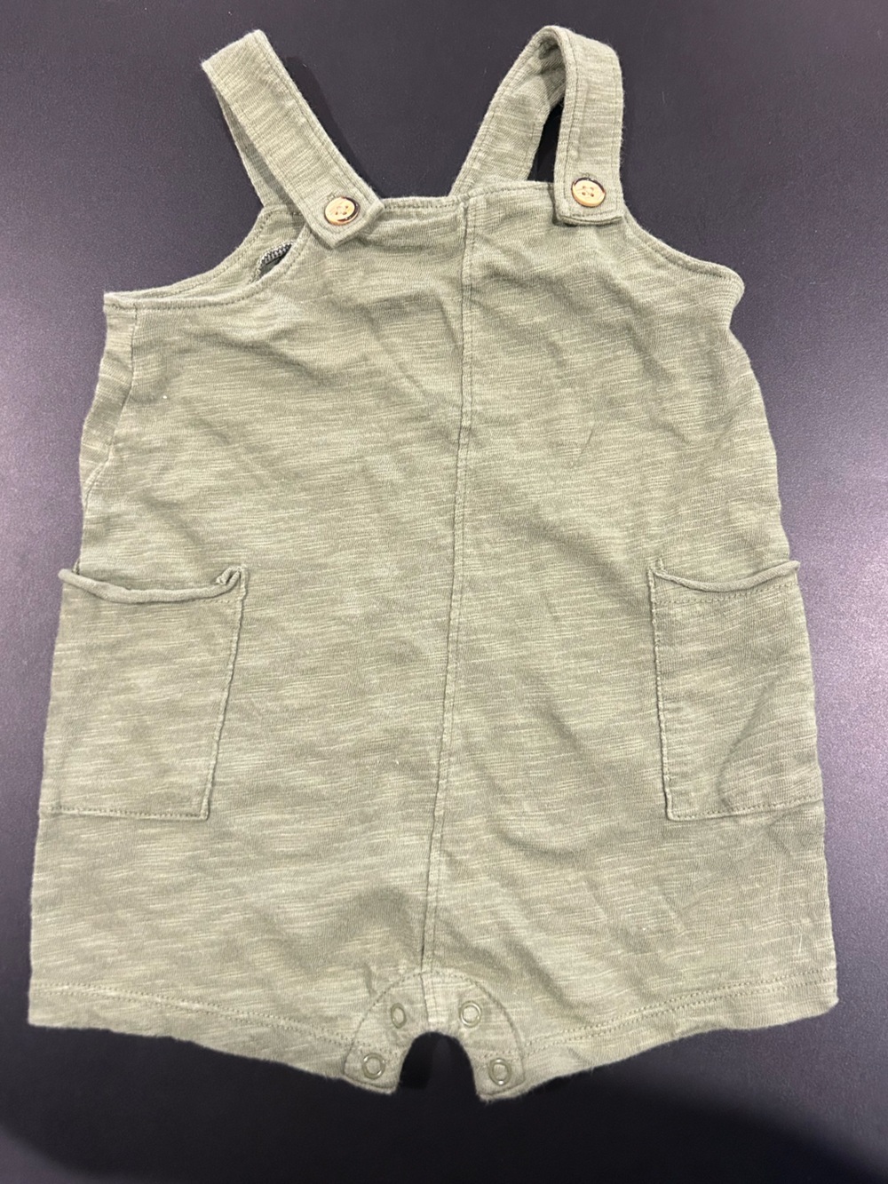 100% Cotton Cat & Jack Olive Green Button-Shoulder Overalls